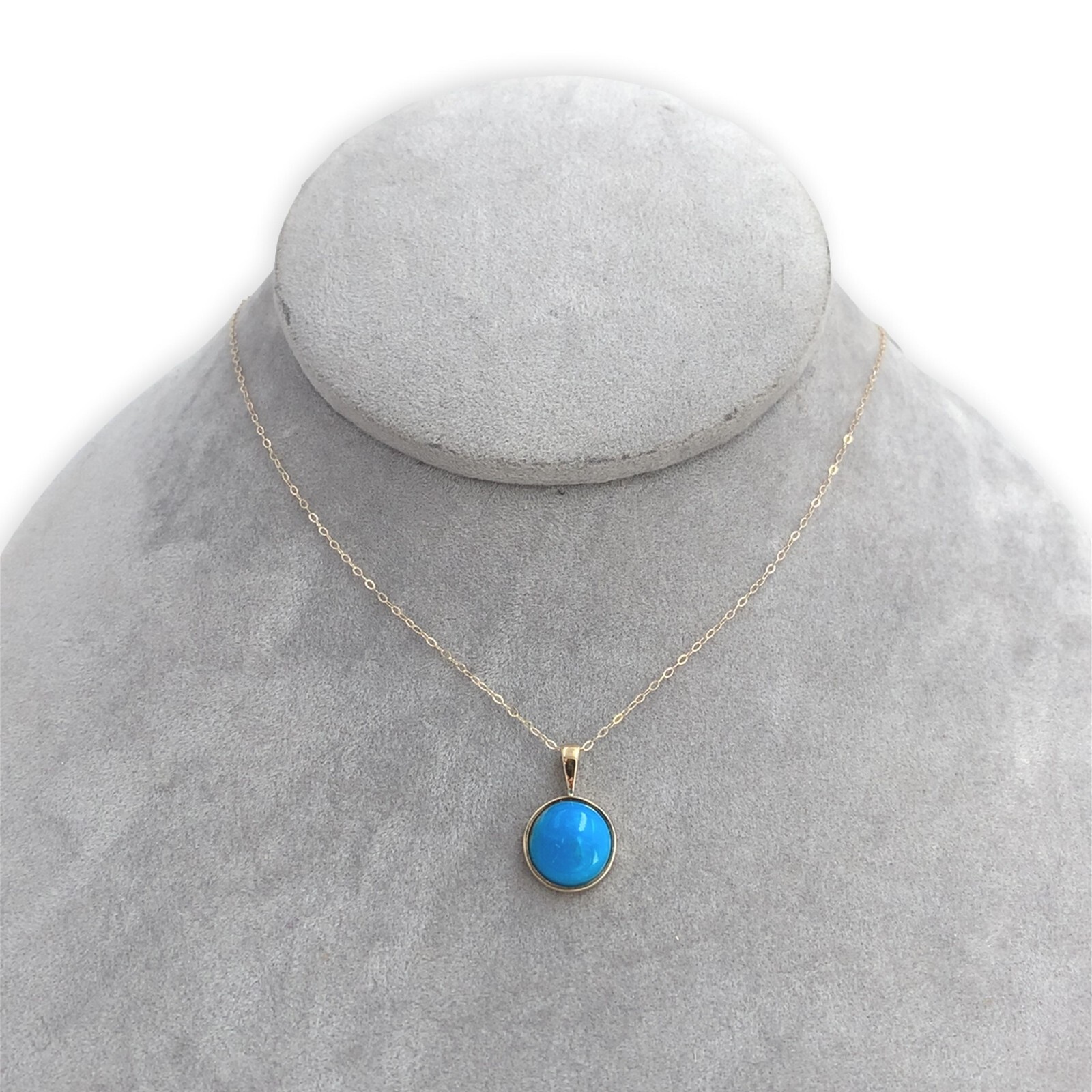 14k 3.50 Carat Ithaca Peak Very Blue Genuine Turquoise Pendant w/ Chain (#J7256) Item image 2