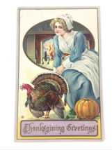 Antique 1908 Pilgrim Thanksgiving Greetings Card. Divided back , Embossed. - £6.86 GBP