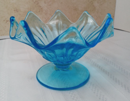 Vintage Westmoreland Glass Compote Candy Bowl Bermuda Blue Lotus Footed - £15.42 GBP