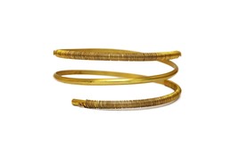 Boho Arm Bracelet, Spiral Upper Cuff, Gold Brass Armlet - £31.45 GBP