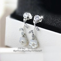 Mother&#39;s Day Release S925 Sterling Silver Luminous Florals Drop/ Dangle Earrings - £16.07 GBP