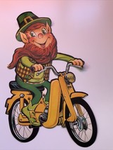 Beistle St. Patricks Leprechaun  Decoration Die Cut Motorcycle Double Sided - $24.74