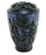 Large/Adult 200 Cubic In Blue Mosaic Iris Glass Funeral Cremation Urn fo... - £396.02 GBP