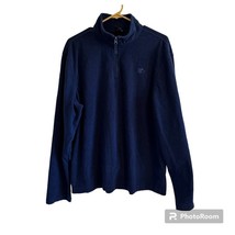 Starter Mens Large Blue Quilted Waffle Quarter Zip Pullover Jacket Sweatshirt - £17.42 GBP