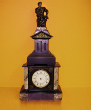 Antique Marble Clock - Roman soldier mantle statue - Victorian figural thinker  - £382.03 GBP