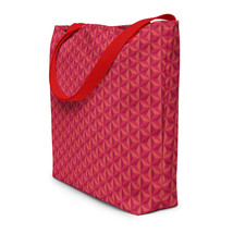 Red 3D Cube Hexagons Abstract Triangle Optical Illusion Beach Bag - £24.88 GBP