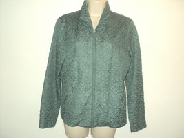 Eileen Fisher Blazer Size S Tussah Silk Crinkled Green Front Zip w/ Defect - £15.87 GBP