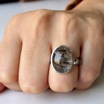 Tourmalinated Quartz Ring, Sterling Silver Ring, Black Rutile Ring, Gift For Her - $67.32