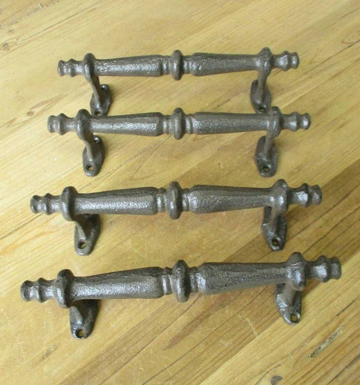 Primary image for 4 LARGE HANDLES RUSTIC CAST IRON BARN DOOR HANDLES SHED GATE PULLS DRAWER FANCY