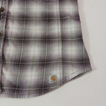 Carhartt 100714 079 Women's Gray & Purple Plaid Flannel Button Up Shirt M (8/10) image 9