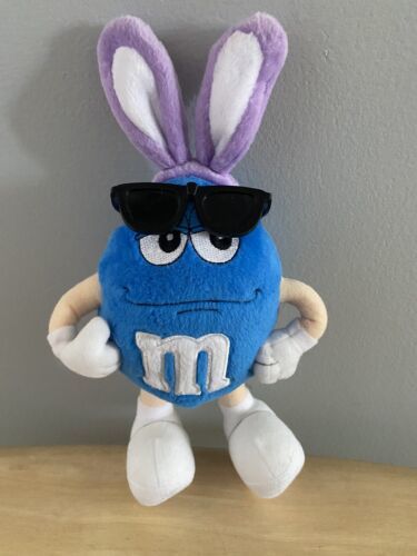 M&M’s Candy Easter Plush Blue M&M w/ Bunny Ears & Sunglasses Mars 2003 - $16.71