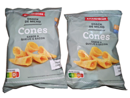 Crispy Corn Snacks Chips Cones Cheese and Bacon Flavor 2 x 100g ( 2 x 3.53 Oz ) - £10.59 GBP