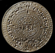 Maya Mayan Aztec Inca Calendar sculpture plaque in Bronze Finish - $38.61