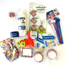 Lot July 4 Party Supplies Patriotic Table Decorations Red White Blue 11 packages - £29.47 GBP