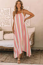 Bohemian Striped Print Sleeveless Holiday Maxi Dress - £17.63 GBP