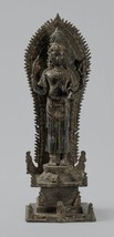 Antique Indonesian Style Majapahit Standing Bronze Vishnu Statue - 37cm/15&quot; - £738.09 GBP