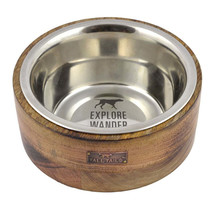 Tall Tails Dog Stainless Steel Bowl Wood 3 Cup - £33.40 GBP