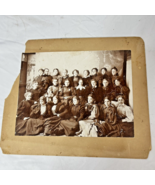 Antique Sepia Classroom Students Girls Photo Cardboard Backing Photograp... - $16.99