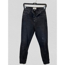 AGOLDE  High Rise Straight Jeans Front Buttons in Crushed Black Size 24 - $44.54