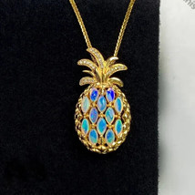 2Ct Marquise Cut Simulated Fire Opal Pineapple Pendant 14K Yellow Gold Plated - £45.55 GBP