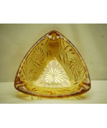 Old Vintage Hazel Atlas Ashtray Pinwheel Design Triangle Amber Gold Smok... - £11.89 GBP