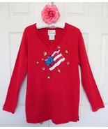 NWT Quacker Factory American Flag Embellished Sweater M July 4 Red Wht B... - £11.92 GBP