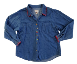 Susan Bristol Vintage Blue Denim Button Down Shirt Women&#39;s Size 14 Long Sleeve - £3.98 GBP