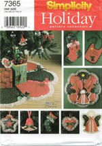 Simplicity 7365 Christmas Ornaments Angels Wreath Holiday Pattern Bib UNCUT FF - £15.65 GBP