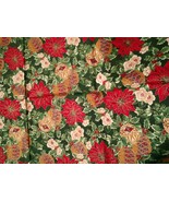 Fabric RJR &quot;Festive Holidays&quot; Red Points White Blossoms Golden Baubles $... - €2,99 EUR