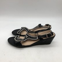 G C Shoes Sandals Womens 8.5 M Wedge Heels Thong Slingback Comfort Black - $19.70