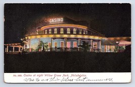 Postcard Casino At Night Willow Grove Park Philadelphia Pennsylvania - $4.75