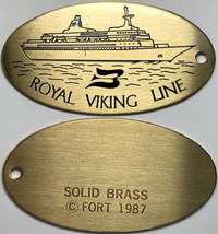Large 1987 Solid Brass Key Fob from the Royal Viking Cruise Line - £4.70 GBP