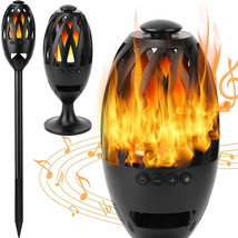 Led Flame Speakers Stereo Flickers Light Patio Stake Lights Halloween Speaker - £32.91 GBP