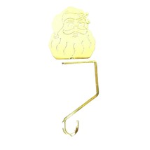 Brass Santa Silhouette Stocking Hanger 6 Inch Christmas Holiday Decoration - £11.66 GBP