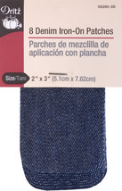 Dritz Iron On Patches 2&quot;X3&quot; 8/Pkg Dark Blue Denim - $7.30