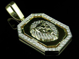 2.50Ct Round Cut CZ Diamond Lion Tag Pendant 14k Yellow Gold Finish 18&#39;&#39; Chain - £210.96 GBP