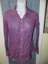 Vineyard Vines Pink with Blue Anchor Button Front Shirt Size 0 Women&#39;s EUC - £19.52 GBP