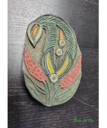 Hand Carved and Painted Wooden Flower Stamp Wall Hanging Plaque - $50.35