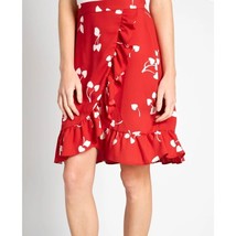 ModCloth Red White Cherry Ruffled Wrap Skirt Size 2 NWT - £28.66 GBP