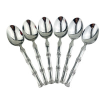 6 x Cuisinart Bamboo Spoons Place Oval Soup Stainless 18/10 Glossy 7 1/4... - $33.75 CAD