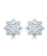 1/2Ct TW Diamond Floral Cluster Studs in Sterling Silver - £66.60 GBP