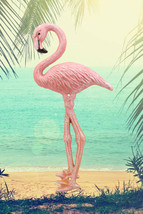 Tropical Rainforest Paradise Pink Flamingo Bird Cast Iron Wall Decor Pla... - $24.99