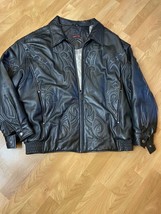 vintage Red Fly leather bomber Unique Design Black Leather jacket mens Size 3xl - £215.88 GBP