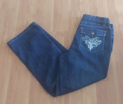WOMENS Baccini Jeans 10P Straight Dark Wash Embroidered Rhinestone Denim NWT - £17.06 GBP