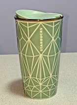 2017 Starbucks Ceramic Green Blue Diamond Geometric Tumbler Travel Mug Cup 12 oz - £17.19 GBP