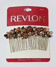 Revlon Brown Beads Hair Comb 2-1/2&quot; wide 2&quot; tall - £7.18 GBP
