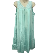 Vintage Shadowline Teal Blue Sleeveless Nightgown Lace Detail Size M Nursing - £27.14 GBP