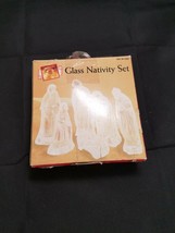 Vintage Christmas Clear Glass Nativity 6 Piece Set Hudson Taiwan Baby Jesus Mary - £8.58 GBP