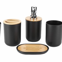4-Piece Bathroom Accessory Set Black Plastic - $1,244.89 MXN