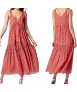 Joie Dress $248.00 Tiered Cotton Lined Tea Rose Midi Maxi Dress Medium Red Pink - $28.58